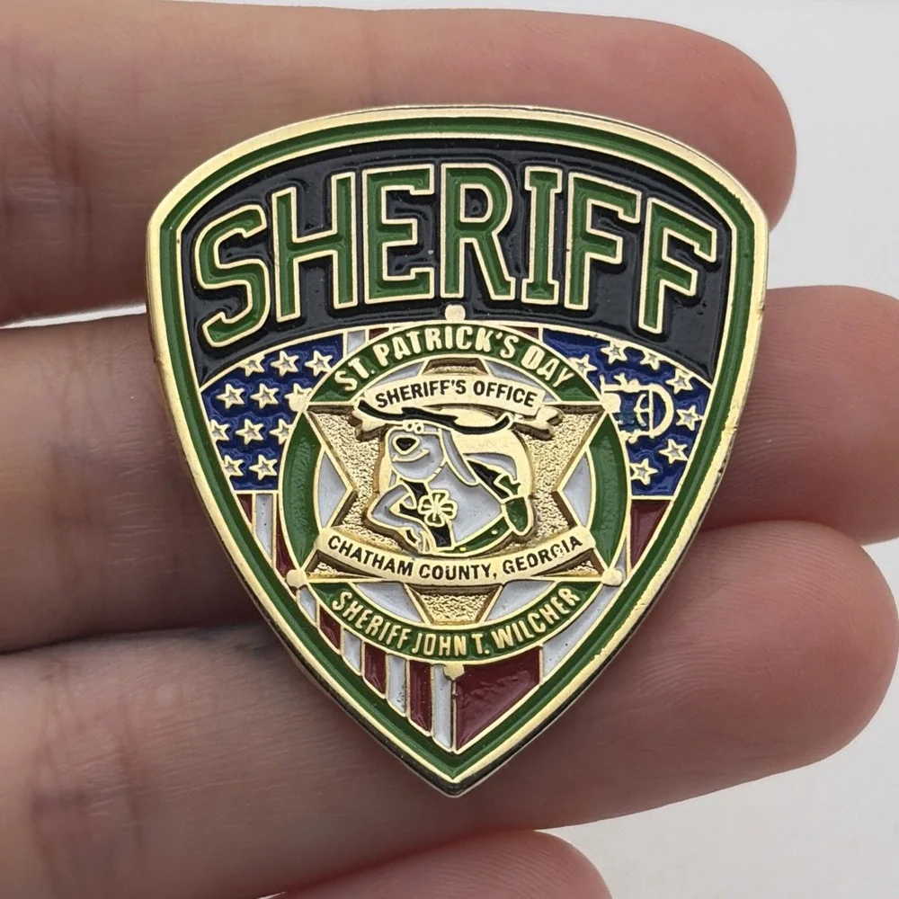 St Patrick’s Day Chatham County GA Sheriff John Wilcher Lapel Hat Pin SymbolArts